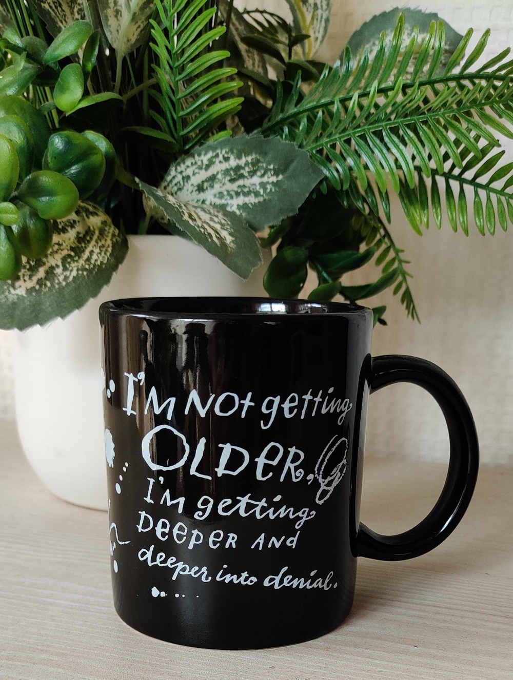Shoebox Hallmark Black Ceramic Coffee Mug, I'm Not Getting Older...